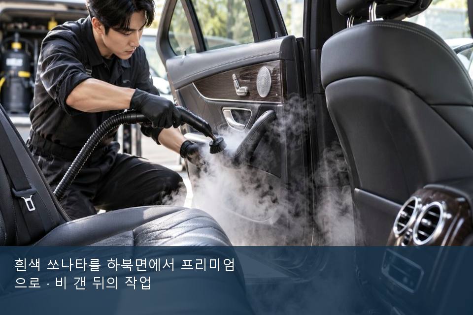 흰색 쏘나타를 하북면에서 프리미엄으로 · 비 갠 뒤의 작업